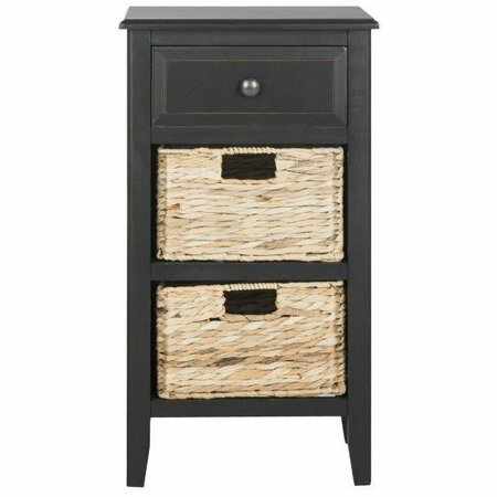 SAFAVIEH Everly Drawer Side Table- Distressed Black - 27.6 x 11.8 x 15 in. AMH5743A